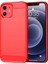 Apple iPhone 12 Mini Telefon Kılıfı Için 1.8mm Karbon Fırçalı Fırçalı Doku Isı Dispidasyon Geri Kılıf Esnek Tpu Kapak 5.4 Inç-Kırmızı (Yurt Dışından) 1