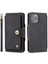 Apple iPhone 12/12 Pro Telefon Kapağı 010 Tam Koruma Pu Deri Telefon Kılıfı 9 Cüzdan Stand ve Bilek Kayışı Toka Kapağı Kapak Black ile Kart Yuvaları Tasarım (Yurt Dışından) 1