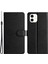 Apple iPhone 12 Mini Telefon Kılıfı Cüzdan Stand Kılıfı 5.4 Inç Ipek Doku Pu Deri Telefon Kapağı Bilek Kayış-Siyah (Yurt Dışından) 1