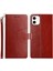 Apple iPhone 12 Mini Telefon Kılıfı Y Şeklinde Çizgi Dez Doku Pu Deri Şık Cüzdan Kabuk Stand Kapağı 5.4 Inç-Kırmızı (Yurt Dışından) 1