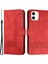 Apple iPhone 12 Mini Telefon Kılıfı YX0010 Baskı Rhombus Hatları Her Şey Dahil Koruma Standı Deri Cüzdan Kapağı 5.4 Inç-Kırmızı (Yurt Dışından) 1