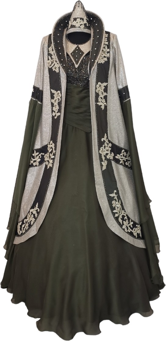 Gönül Moda Kına Yeşili Büstiyerli Gold Kaftan