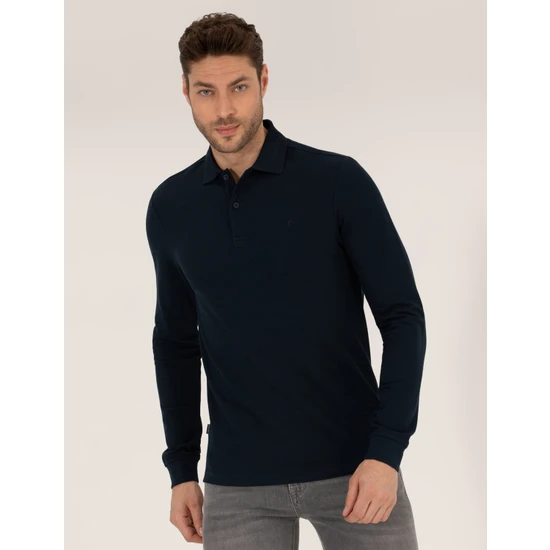 Pierre Cardin Erkek Lacivert Slim Fit Basic Sweatshirt 50276035-VR033