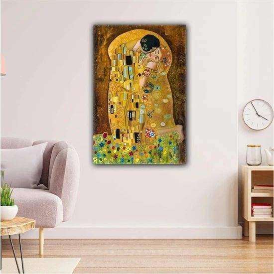 AR AJANS KANVAS TABLO Ilk Öpücük Tablosu Gustav Klimt The Kiss Kanvas Tablo ART00172