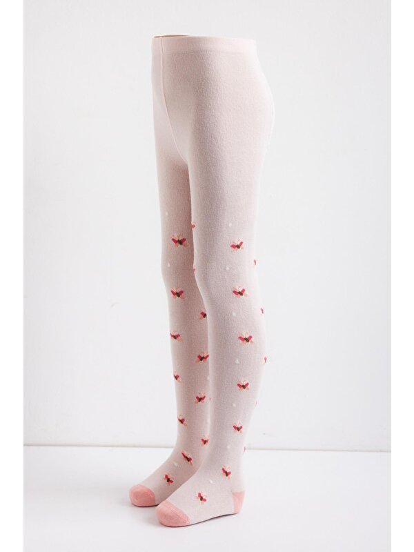 Katia&Bony Kelebek Desenli Külotlu Çorap Açık Pembe