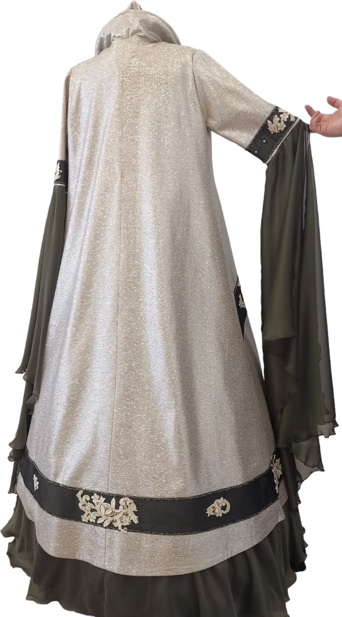 Gönül Moda Kına Yeşili Büstiyerli Gold Kaftan görsel 3