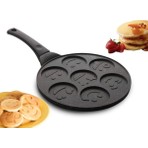 Yeni Granit Döküm Emojili Pankek Krep Tavası 28 cm Gri Dayanıklı Kaplama ile Tek Parça