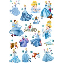 Lilya Sticker Disney Prensesler Cindirella 3D Kabartmalı 5'li Sticker Seti