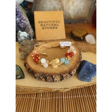 NBS Beautiful Naturel Stones Ikizler Burcu Doğal Taş Bileklik ( Sitrin, Ay Taşı , Güneş Taşı , Pembe Kuvars ) 6 mm El Örmesi