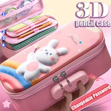 Luoxinguo Siyah-Kilitli 3D Kawaii Kalem Kutusu Kilitli Unicorn Organizatör Sevimli Kalem Kılıfı Kutusu Çanta Kız Erkek Okul Ofis Malzemeleri Öğrenciler Kırtasiye (Yurt Dışından)