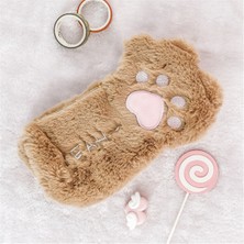 Luoxinguo Kahverengi Sevimli Kedi Paw Kalem Çantası Kawaii Kırtasiye Tutucu Çanta Büyük Kapasiteli Kalem Kutusu Makyaj Çantası Yumuşak Peluş Kozmetik Saklama Çantası (Yurt Dışından)