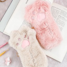 Luoxinguo Kahverengi Sevimli Kedi Paw Kalem Çantası Kawaii Kırtasiye Tutucu Çanta Büyük Kapasiteli Kalem Kutusu Makyaj Çantası Yumuşak Peluş Kozmetik Saklama Çantası (Yurt Dışından)