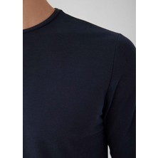 Antrasit Renk Bisiklet Yaka Uzun Kollu Tshirt