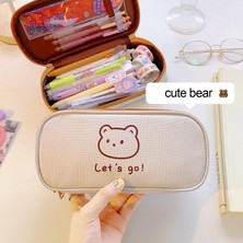 Luoxinguo OSS24335PP Kawaii Tuval Kalem Kutusu Kız Erkek Karikatür Ayı Kalem Kutusu Kalem Kutusu Çantası Büyük Kapasiteli Kalem Kutusu Kılıfı Kırtasiye Hediye (Yurt Dışından)