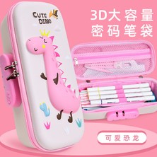 Luoxinguo 6693 Pembe Dinozor 3D Eva Kawaii Kalem Kutusu Kilitli Unicorn Organizatör Sevimli Kalem Kutusu Kılıfı Okul Çantası Kız Erkek Malzemeleri Öğrenciler Kırtasiye (Yurt Dışından)