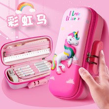 Luoxinguo 6693 Pembe Dinozor 3D Eva Kawaii Kalem Kutusu Kilitli Unicorn Organizatör Sevimli Kalem Kutusu Kılıfı Okul Çantası Kız Erkek Malzemeleri Öğrenciler Kırtasiye (Yurt Dışından)