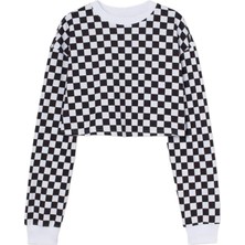 Şahika Gürkan To The Moon & Sun Dama Desen Crop Sweatshirt