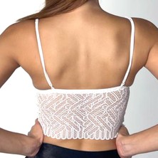 Femoods Kadın Beyaz Dantelli Şık Bralet