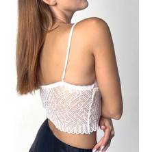 Femoods Kadın Beyaz Dantelli Şık Bralet