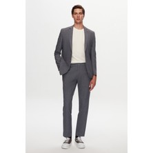 D'S Damat Slim Fit Gri Baskılı Kırışmayan Sihirli Takım Elbise 1HC05IM02577M