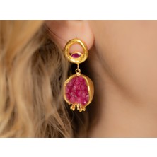 Flechazo Jewelry Nar Motifli Zirkon Taşlı El Yapımı Küpe