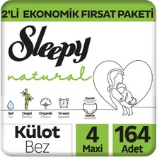 Sleepy Natural 2'li Ekonomik Fırsat Paketi Külot Bez 4 Numara Maxi 164 Adet