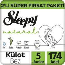 Sleepy Natural 2'li Süper Fırsat Paketi Külot Bez 5 Numara Junior 174 Adet