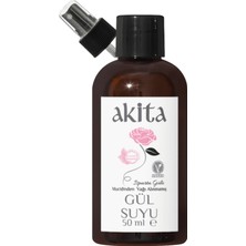 Akita % 100 Doğal Yağı Alınmamış Mini Gül Suyu Cam Şişe 50 ml