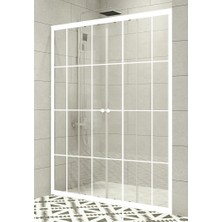 Durul Duşakabin Ön Cephe 4mm Şeffaf Beyaz Çizgi Yükseklik 180CM