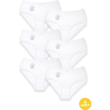 Kadın Çiçek Desenli Beyaz Külot 6'lı Paket