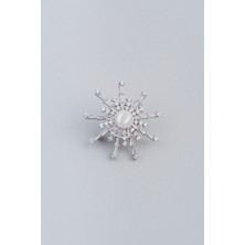 So CHIC İnci Yıldızı 18 Ayar Beyaz Altın Kaplama Gümüş Broş