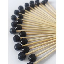 TM Tasarım Mağazası 50 Adet Dekoratif Siyah Disko Topu Boncuklu Parti Kürdanı 6,5 cm - Siyah Dünya Kanepe Kürdanı