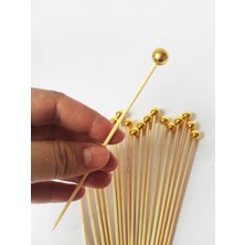 Beyhan Bayhan 15 cm Uzun Kürdan - 30 Adet Gold Inci Pasta Kürdanı - Kokteyl Karıştırıcı