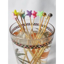 Beyhan Bayhan 15 cm Uzun Kürdan - 30 Adet Gold Inci Pasta Kürdanı - Kokteyl Karıştırıcı