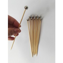 Beyhan Bayhan 15 cm Uzun Kürdan - 30 Adet Gümüş Incili Sunum Kürdanı - Kokteyl Karıştırıcı - Inci 10 mm