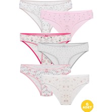 Cnt Kadın Çiçek Desenli Rahat ve Esnek Likralı Penye Külot 6'lı Paket