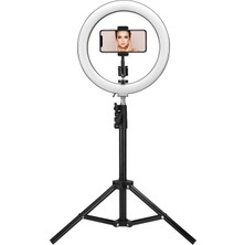 Gaman 10 Inç 140 cm Tripodlu Ring Light 5500K Led Işıklı Tripod Selfie Makyaj Işığı AS-SF200