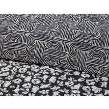 English Home Flowery Modern Çok Amaçlı Tek Kişilik Yatak Örtüsü Takımı 160X220 cm Siyah