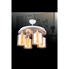 Sedef 4'lü E27 Duy Krem Renk Metal Çift Camlı (Bal ve Beyaz) Sarkıt Avize