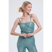 Sense Gloplu Arkası Fermuarlı  Zara Payet Bustiyer | BST33154