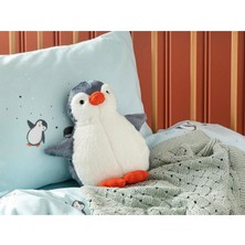 Shiva Gift&More Little Penguin Sevimli Penguen Polyester Bebek Dekoratif Kırlent Uyku ve Oyun Arkadaşı 30X25 Gri