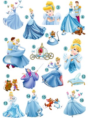 Lilya Sticker Disney Prensesler Cindirella 3D Kabartmalı 5'li Sticker Seti