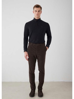 Koyu Kahve Renk Kadife Beli Lastikli Jogger Pantolon