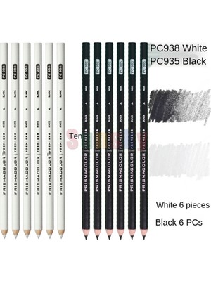 PC938 6pc Prismacolor Premier Renkli Kalemler, Yumuşak Çekirdekli 4.0mm, Beyaz Siyah PC935 PC938 Cilt Tek Renkli Kalemler, Sanford Sanatçı Kalemleri (Yurt Dışından)