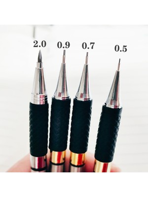 2.0 Kalem Seti B 0.5 0.7 0.9 2.0 Sanat Metal Otomatik Kalem Kaymaz Kapak Paslanmaz Çelik Mekanik Kurşun Kalem Yazma Siyah Kurşun 12 Renk Dolum (Yurt Dışından)