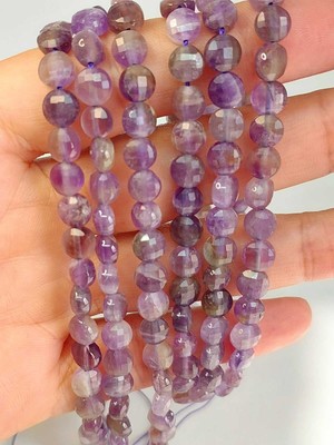 Yaşam Tohumu Ametist Taşı Yassı Faset Kesim Dizi 6X4MM