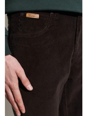 Wrangler Slim Fit Texas Dar Paça Normal Bel Kahverengi Erkek Kadife Pantolon W12SECH31