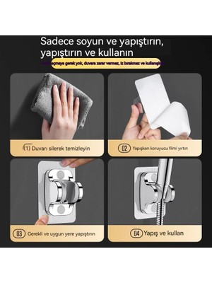 Ayarlanabilir Duş Başlığı Aksesuarlarıyla Delme Gerektirmeyen Banyo Duş Başlığı Braketi (Yurt Dışından)