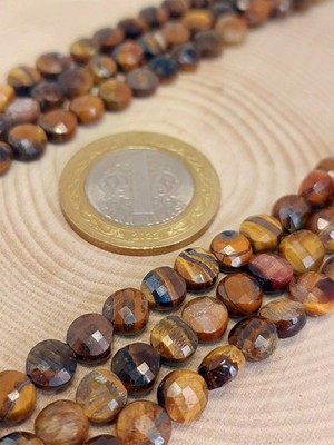 Yaşam Tohumu Kaplan Gözü Taşı Yassı Faset Kesim Yarım Dizi 6X4MM (18CM Uzunluğundadır)