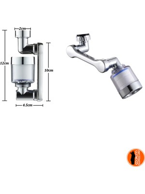 Erkugo Filtreli 1080 Derece Dönebilen Krom Kaplama Musluk Ucu